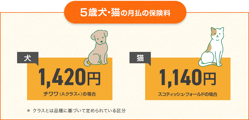 5歳犬・猫の月払の保険料